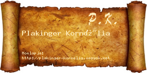 Plakinger Kornélia névjegykártya